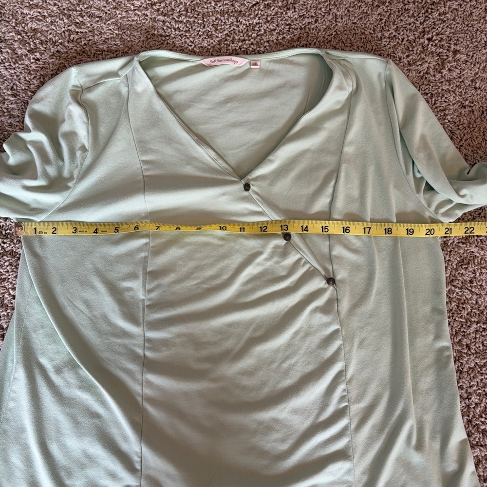 Soft Surroundings Faye Tunic Top Blouse Size Large Mint Green Luxury S8 - Picture 7 of 8
